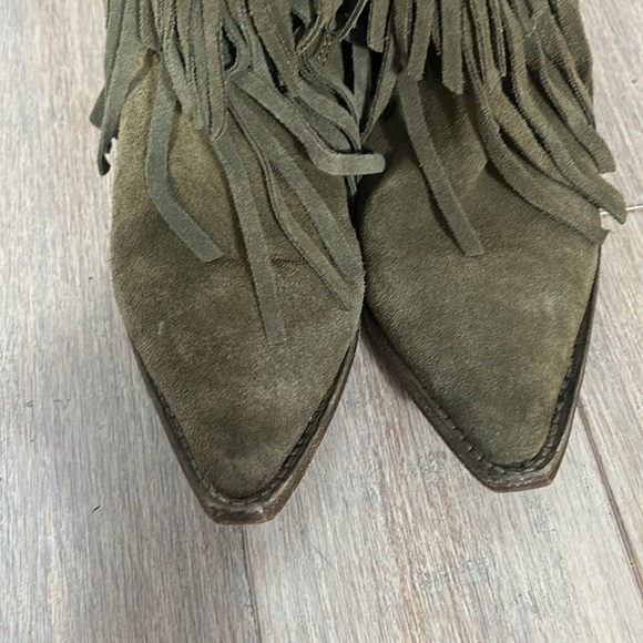 Free People Lawless Fringe Taupe Block Heel Western Ankle Boots Size 36 / 6 - Picture 5 of 16